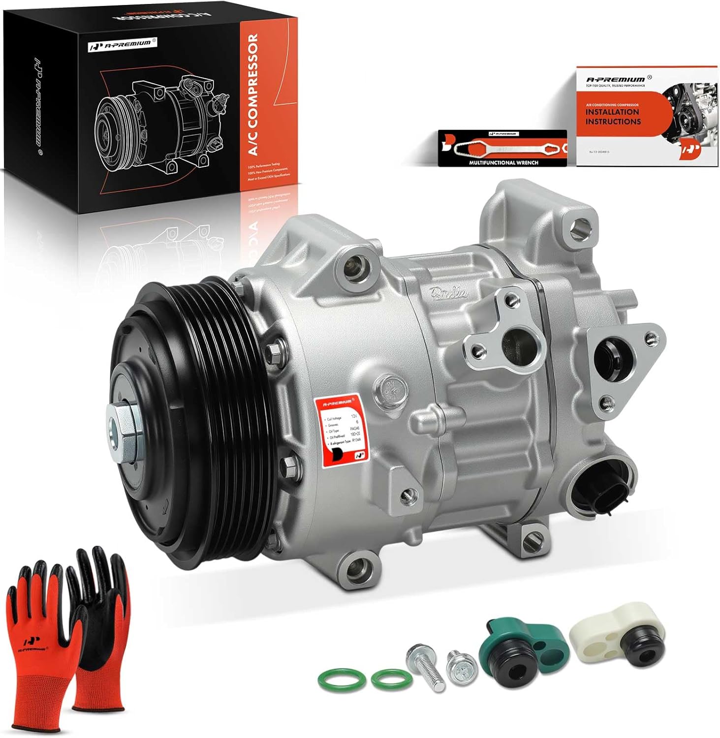 A-Premium Air Conditioning Compressor with Clutch for Toyota Camry/Highlander/RAV4 (Model 198307)