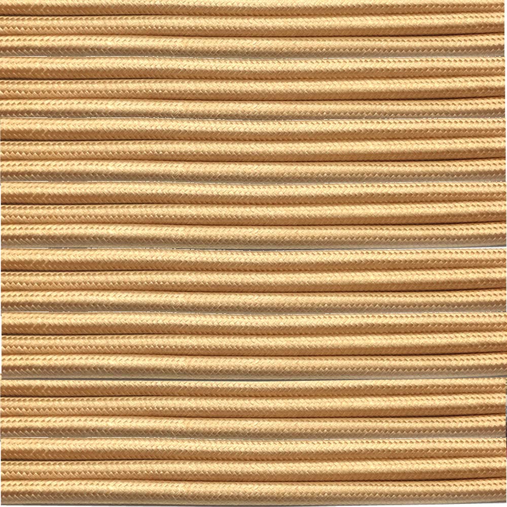 Vintage Goldfarbenes Stoffkabel – 10 Meter, 3-adrig, 0,75 Mm, Geflochten, Für Beleuchtung