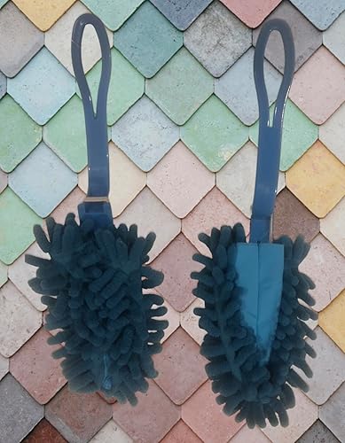 Miniatura 2 de Paquete de 2 plumeros de microfibra Fuzzy Wuzzy  Mango para limpieza del hogar, madera, azulejos y cocina  Azul, lavable, 11 x 4