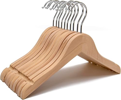 Perchas de madera para vestir para niños, bebés y niños pequeños, perchas de madera con muescas y gancho cromado antioxidante, paquete de 10 disponible en Yaxa Peru