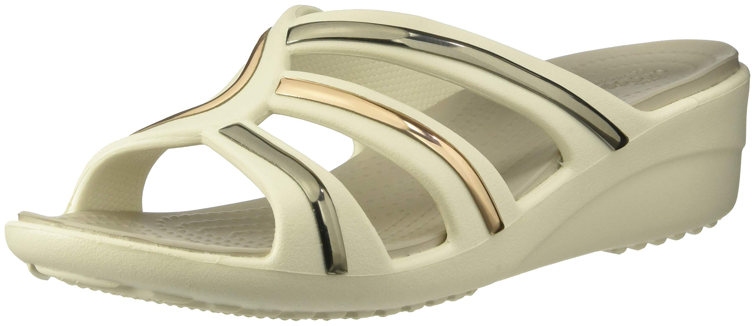 crocs women's sanrah metal block strap wedge sandal