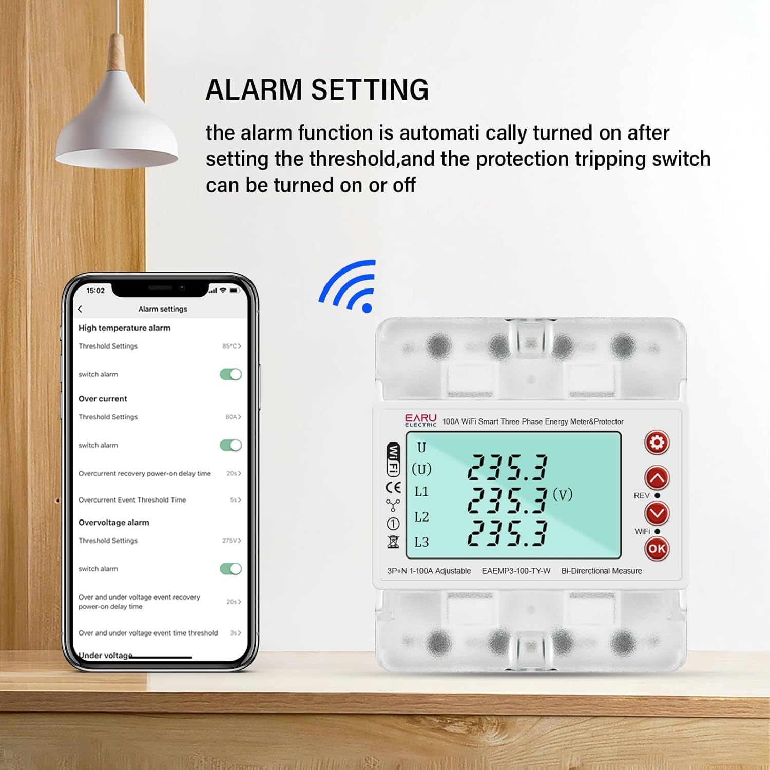 3 Phase AC380V 100A Tuya WiFi Smart Bi-Directional Energy Power kWh Meter Over Under Voltage Current Protector Relay Switch Current Limit Phase Squence Protector Voice Remote... - Image 6