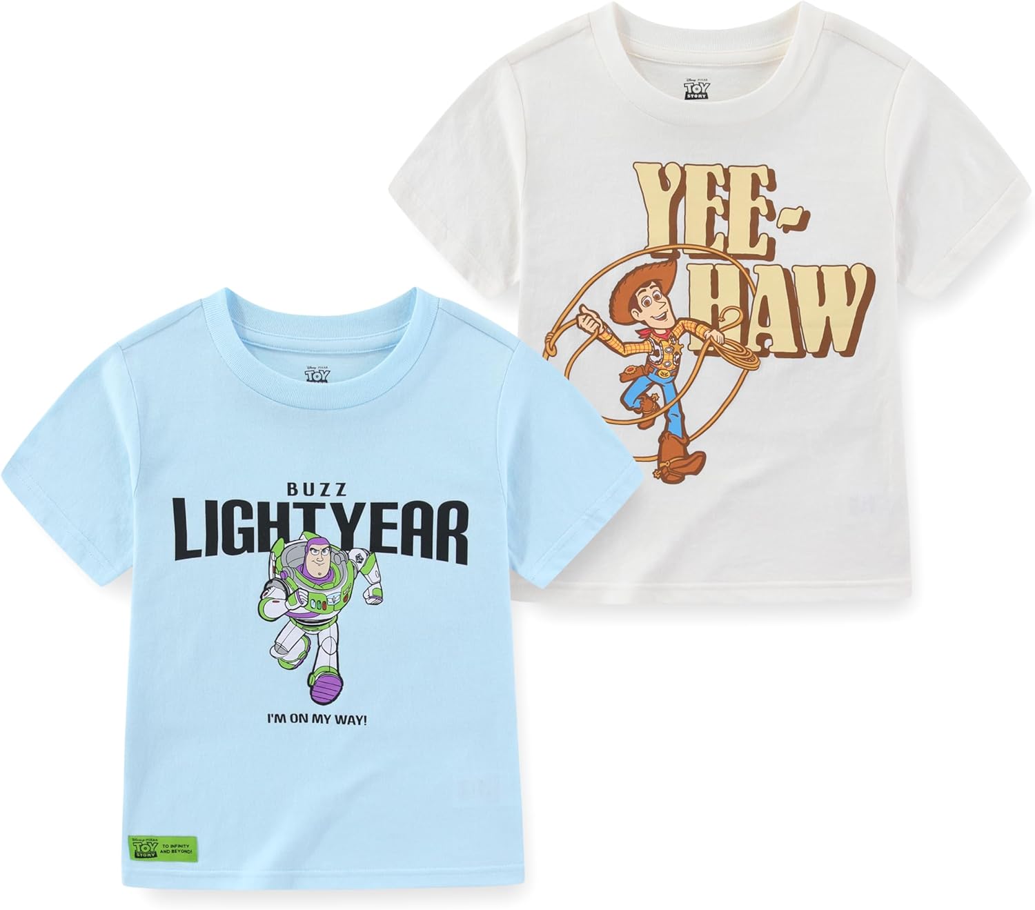 Disney Toy Story Woody Buzz Lightyear Boys 2 Pack Short Sleeve T-Shirt for Toddler and Big Kids