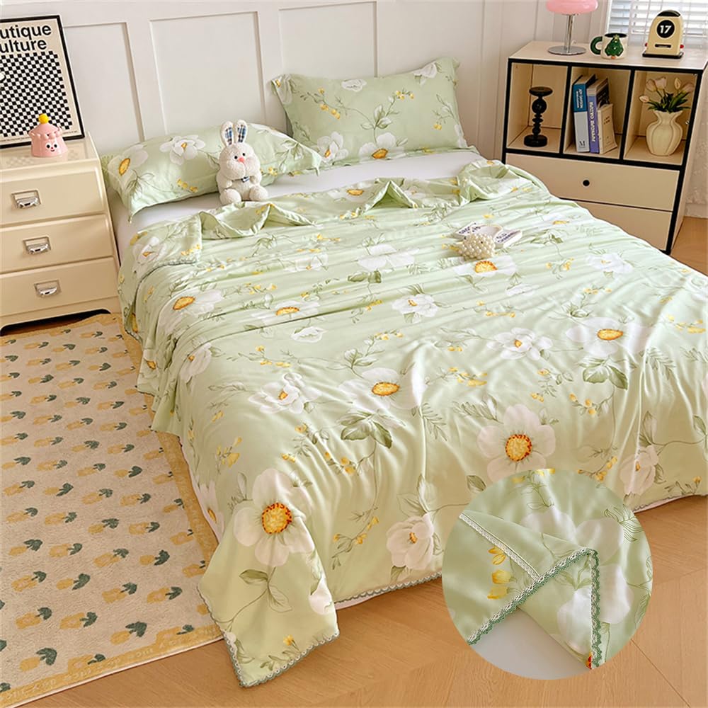 Fansu Colcha Boutí Cama 90/135/150 Estampada para Verano y Entretiempo - Fina Suave Microfibra - Cubrecama Rellenos Ligero y Transpirable (Magnolia Blanca,180x200cm)