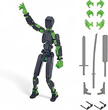 qwik3D Dummy 13 Action Figure Robot | Fully Articulated Robot Toy | 3D Printed (Black Green)