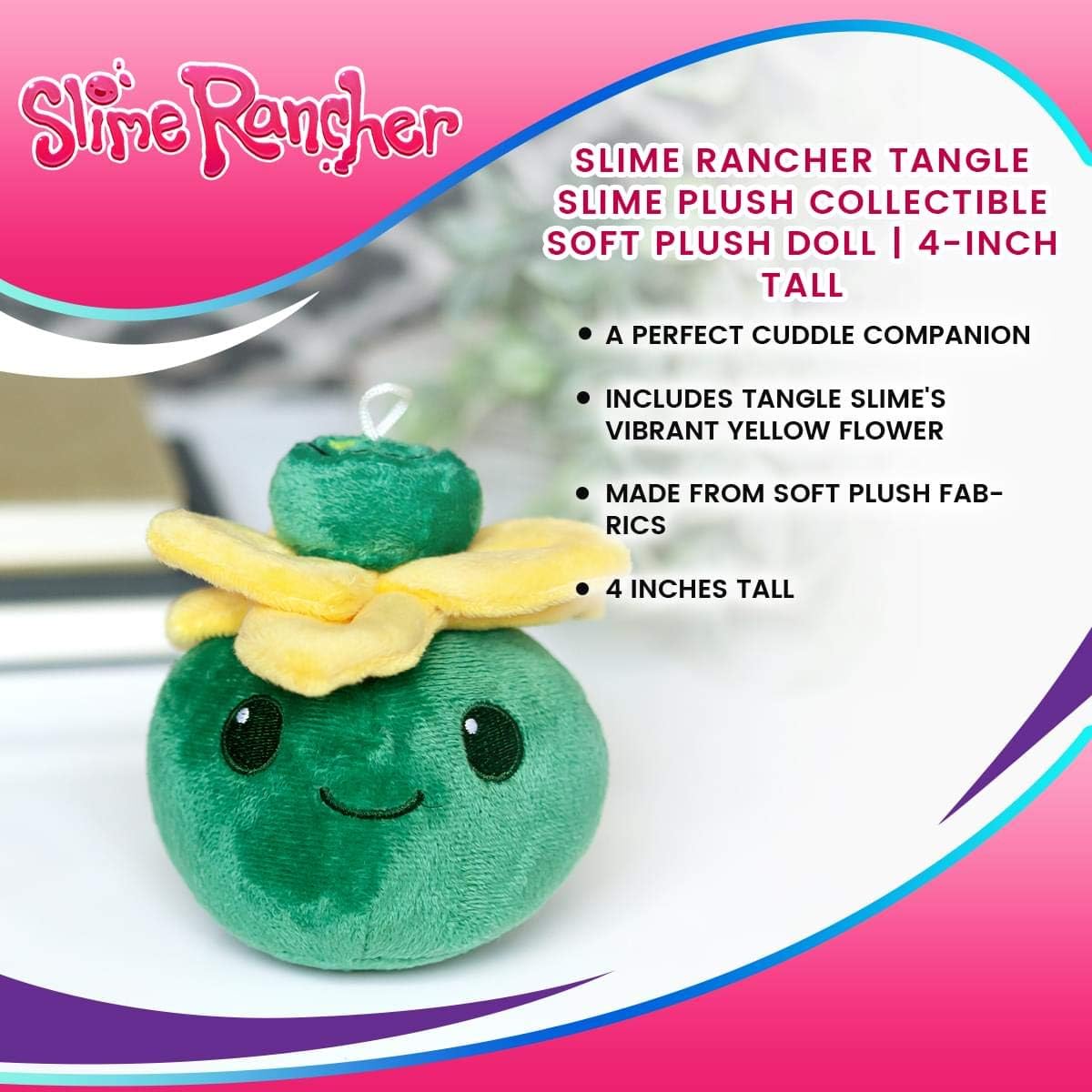Slime Rancher Tangle Slime Mini Plush Collectible | Official Slime Rancher Soft Plush Doll | 4-Inch Tall