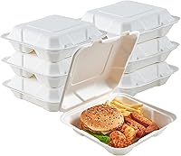 Vista 8 de ECOLipak Clamshell - Recipientes de comida para llevar, 9 x 6 pulgadas, paquete de 75 contenedores desechables para llevar, cajas para ensalada