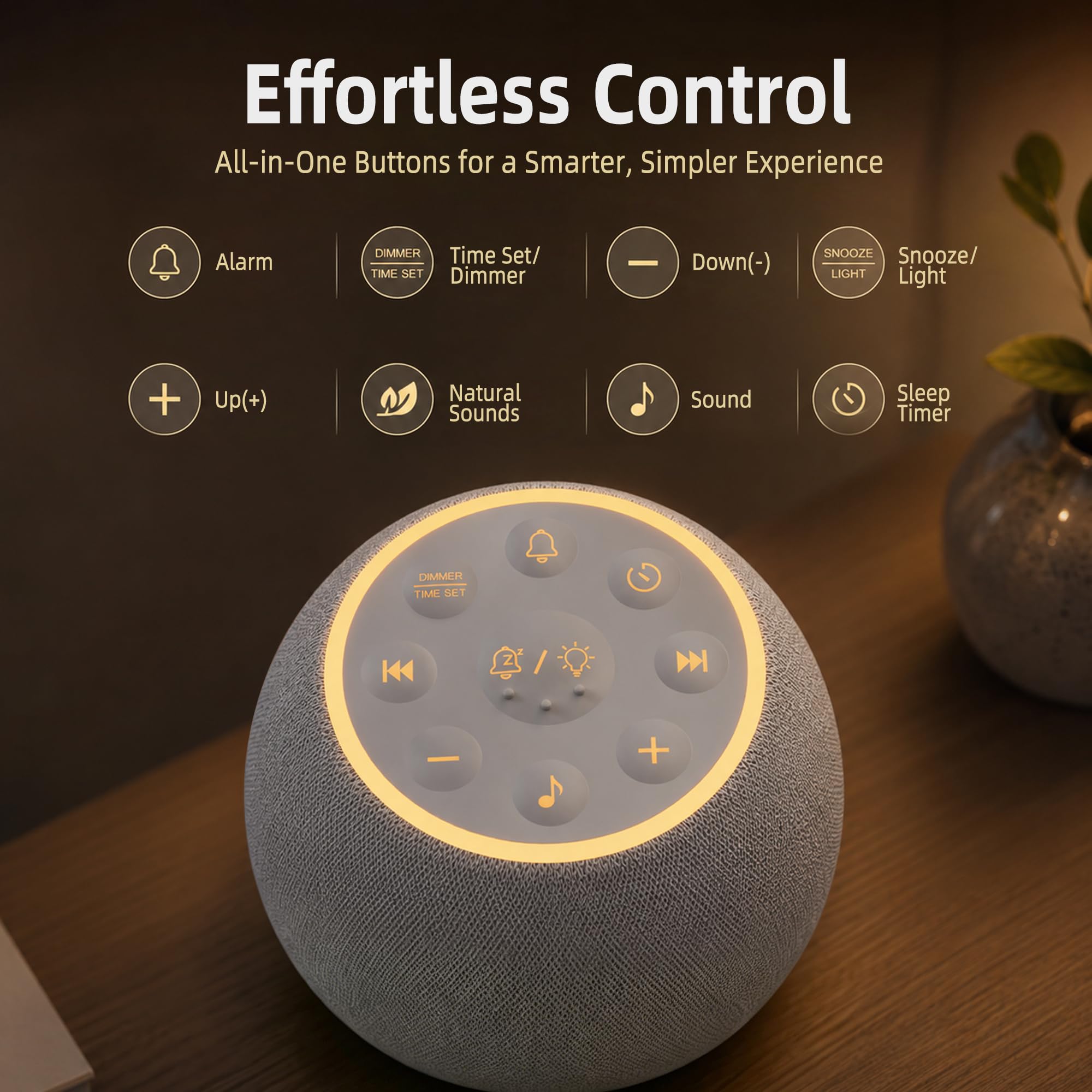 Maxstar Reloj despertador digital con máquina de ruido blanco, 30 sonidos relajantes para dormir, pantalla ajustable, ayuda para dormir para niños y adultos en la oficina o en casa