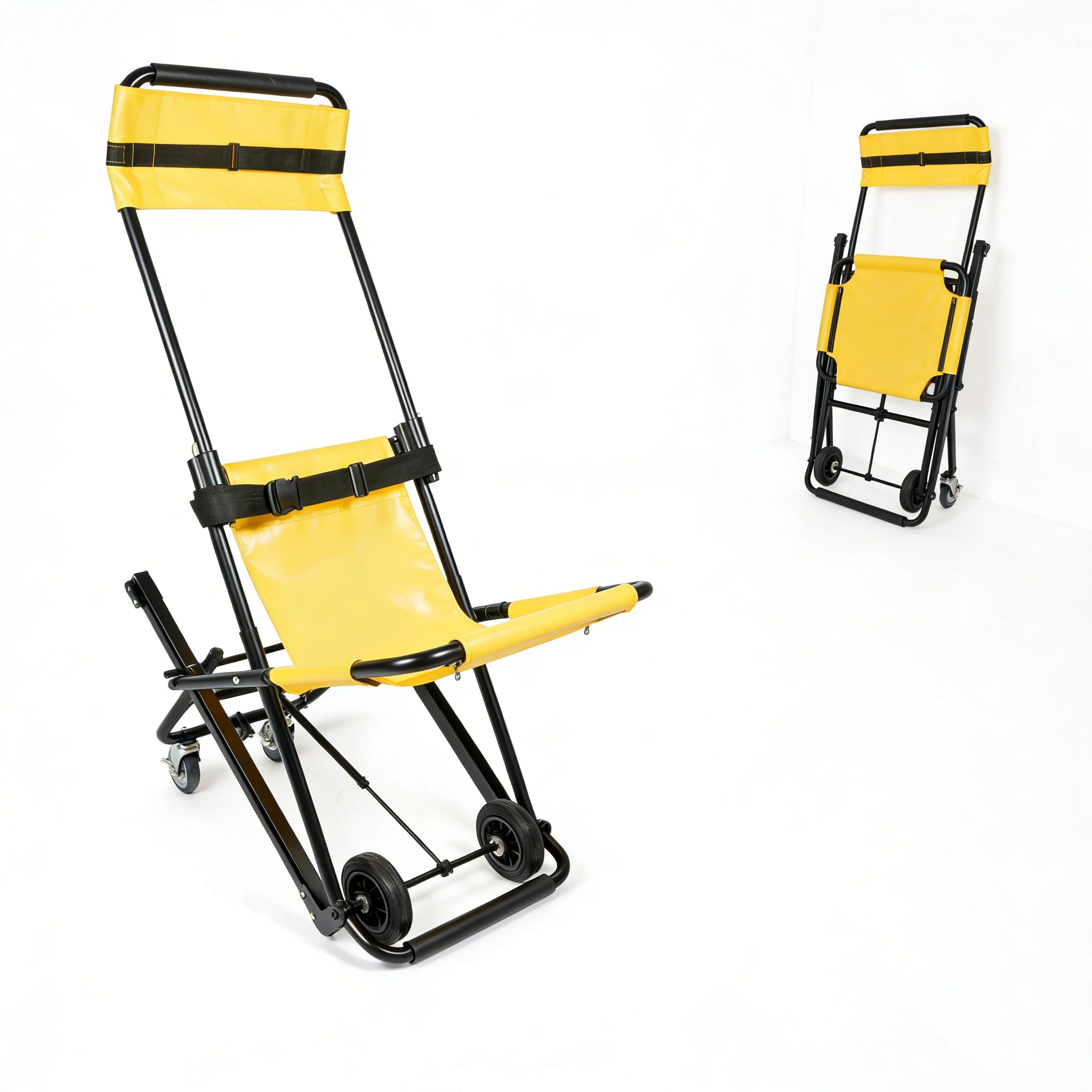 Montascale Elettrico Portatile per Disabili, Montascale senza Installazione, Sedia per Scale di Emergenza Pieghevole Manuale, 159kg Lega Alluminio con Ruote e Cinture