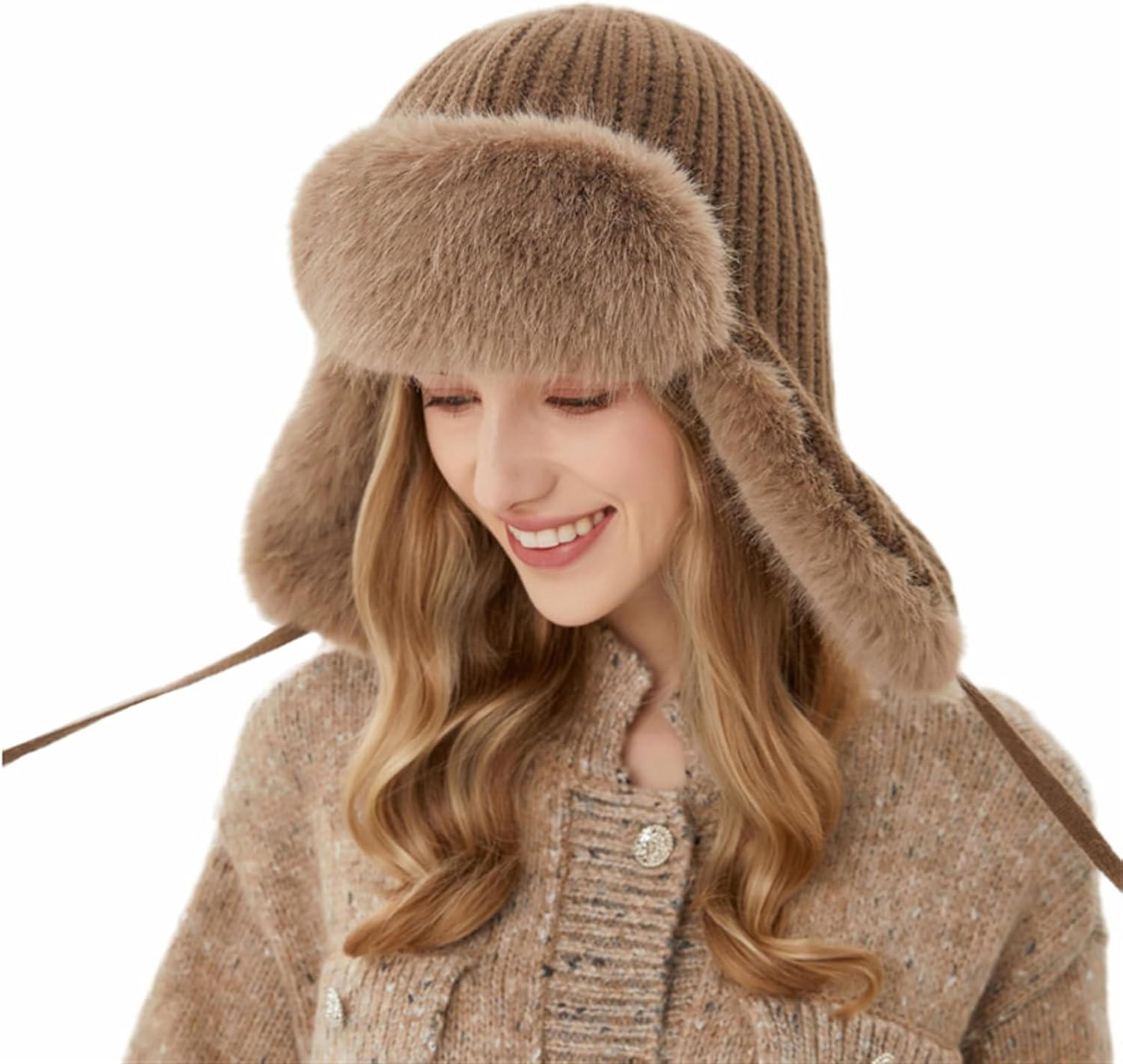 Winter Lederen Trapper Hoed Met Oorflappen Voor Mannen En Vrouwen, Winddicht Waterdichte Bommenwerper Hoed Aviator Hat, Warme Zachte Unisex Trooper Russische Faux Bo black1-57-58CM