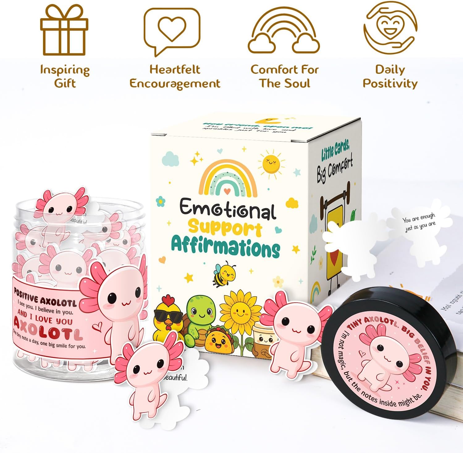 60 Positive Axolotl Affirmation Cards - Valentines, Galentines Gifts For Teens, Girls - Cute Axolotl Gifts For Teen Girls, Daughter, Granddaughter From Mom, Dad, Grandma - Image 2