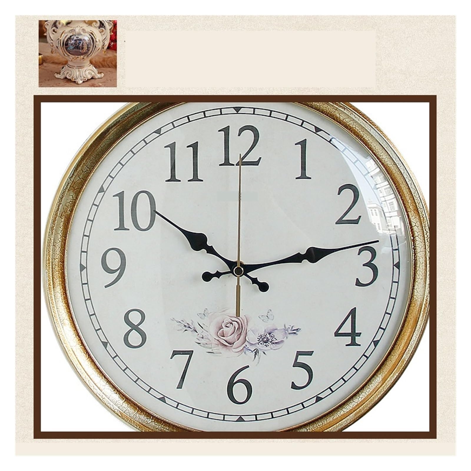 Orologio Da Parete In Oro Artistico Design Bifacciale Di Lusso Leggero E Creativo Decorazione For La Casa Rurale Muta Preciso E Silenzioso(48X38CM-01)