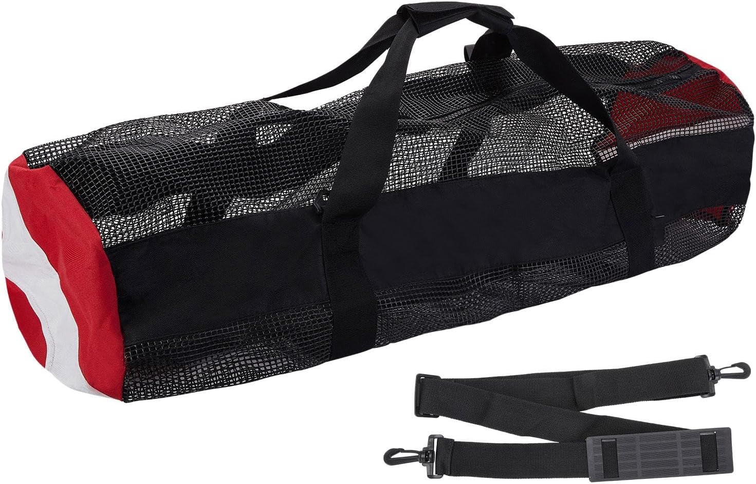 Mesh Duffel Bag Large Capacity Water Equipment Universal Dive Bag Lightweight Nylon Removable Shoulder Straps Exterior Side Pocket Double Zippers Suit
