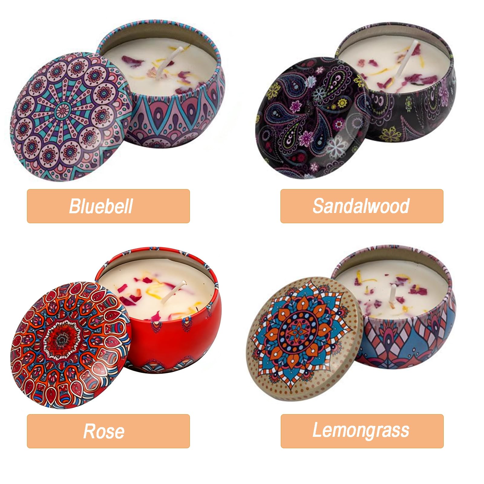 6 PCS Kit Bougie Parfumée Aromathérapie - Coffret Cadeau Femme, Décoration Maison Naturelle pour Bain/Yoga/Mariage/Jardin (4 Modèles-B)