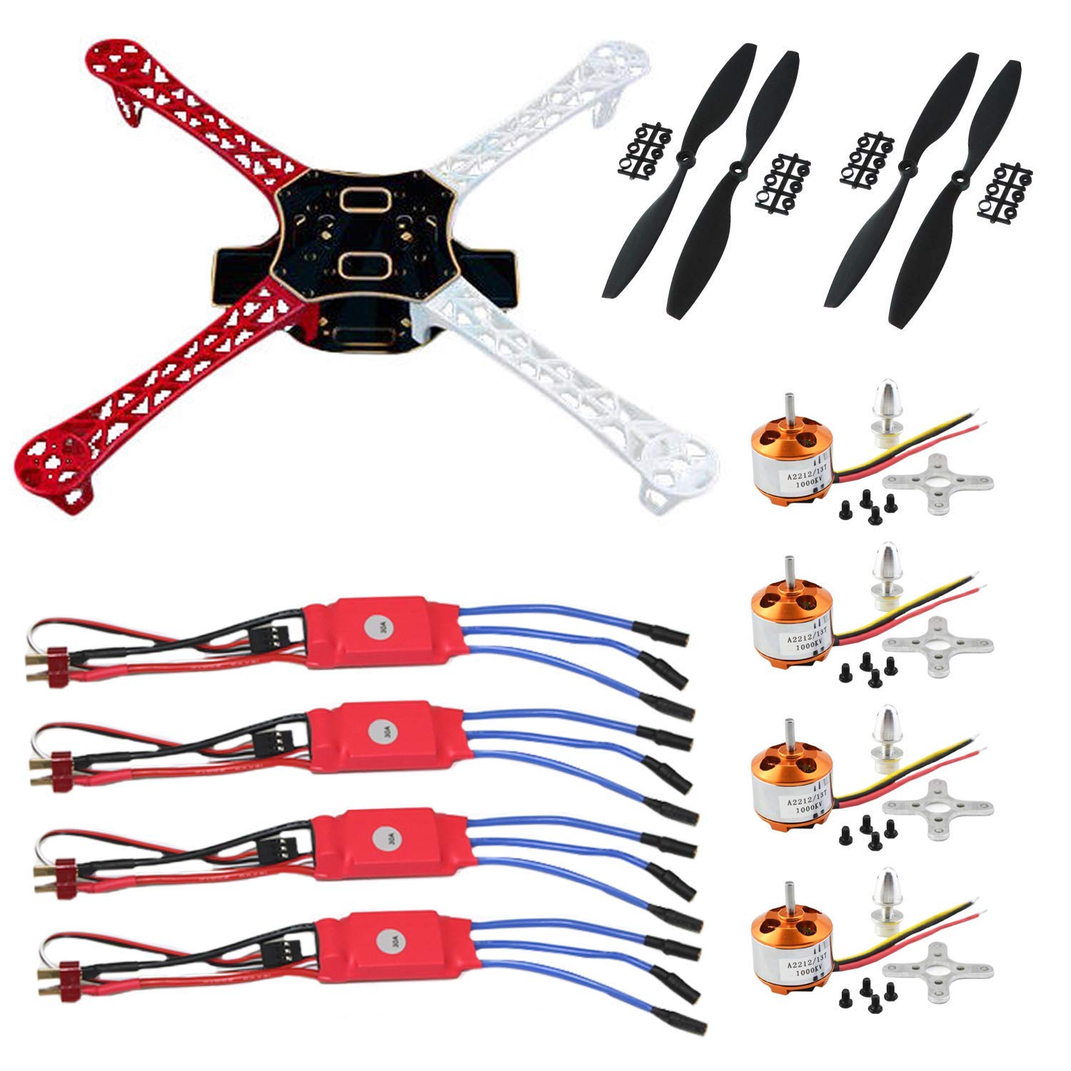 F450 Quadcopter Frame Kit with A2212 KV1000 Brushless Motor, 4x30A ESCs, 2 Pairs 1045 Propellers, Complete Drone Setup-picture-26