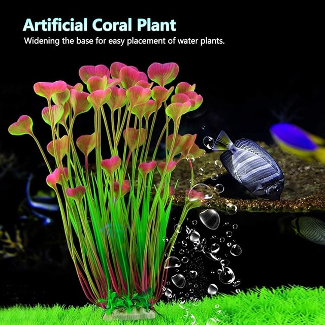 Foto 2 de 8 de FTVOGUE Plantas Acuáticas Artificiales Simulación Plantas Acuáticas de Plástico Forma de Corazón Hojas…