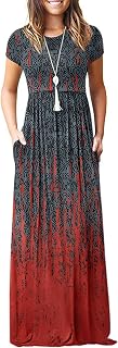 Women's Short Sleeve Loose Plain Casual Long Maxi Dresses for Women 2025