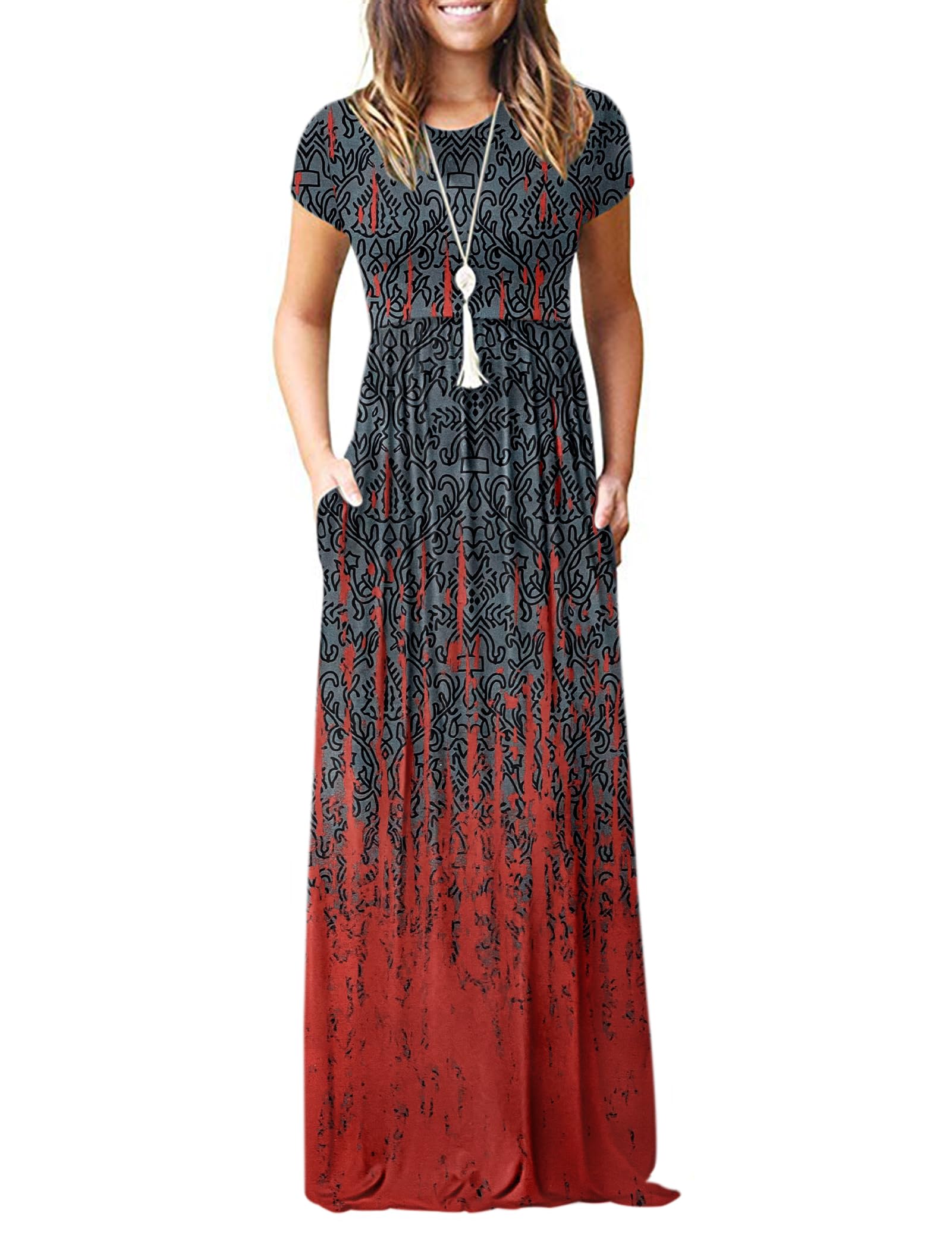 Women's Classic Short Sleeve Loose Plain Casual Long Maxi Dresses for Women 2026