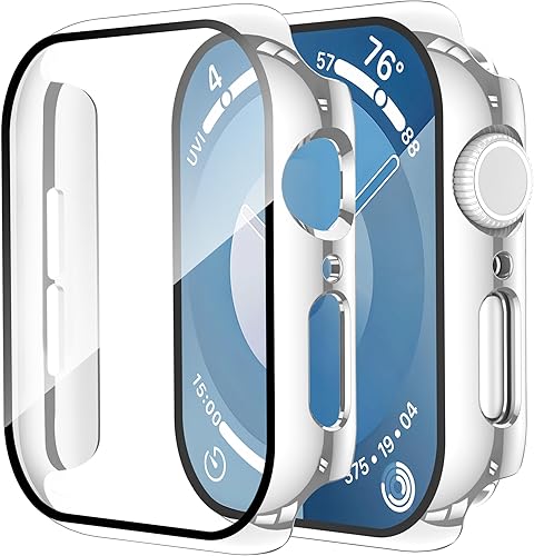 Miniatura 35 de Smiling Paquete de 2 fundas compatibles con Apple Watch Serie 3/Serie 2 de 1.49 pulgadas, protector de pantalla vidrio templado, carcasa rígida