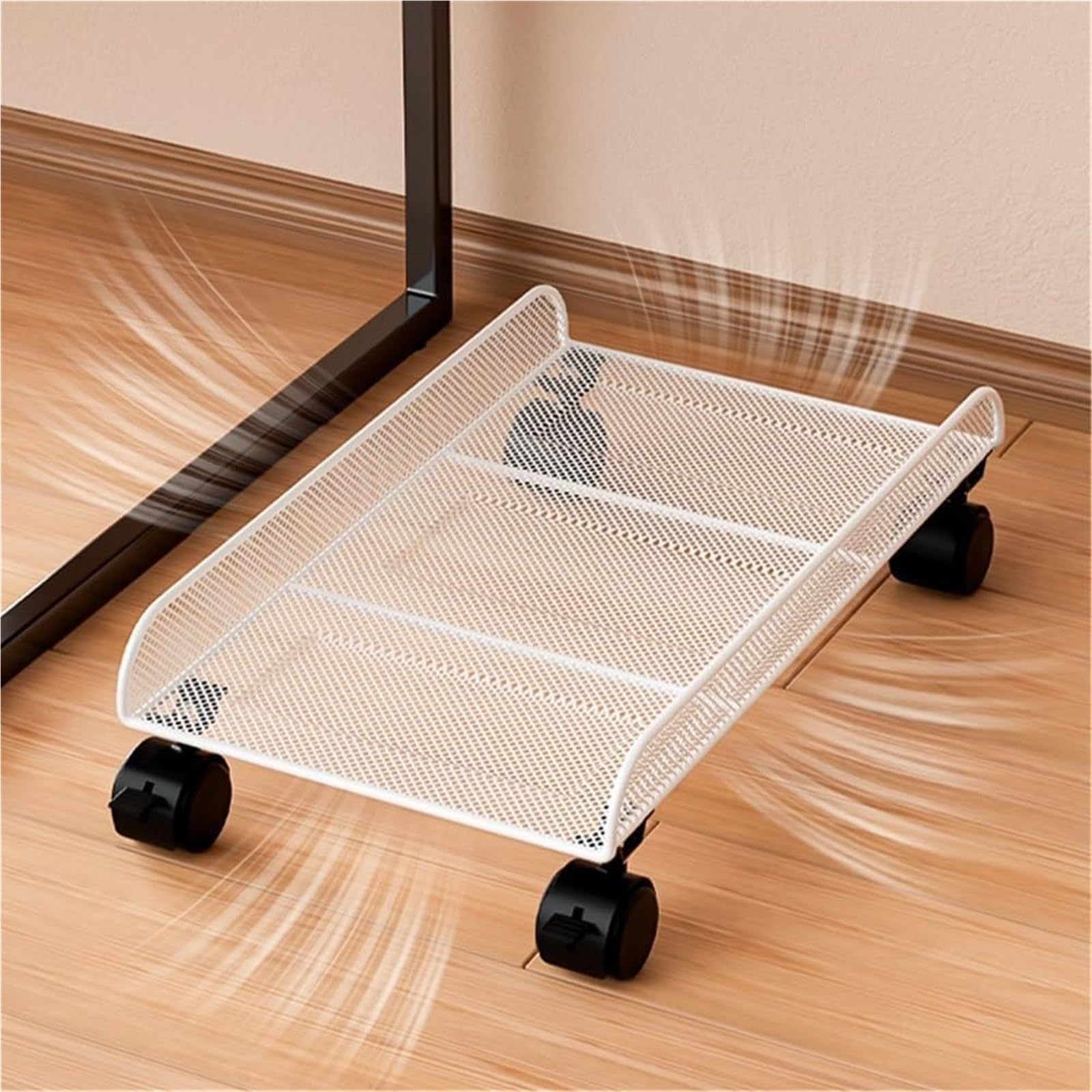 Soporte de CPU móvil ajustable, Soporte de torre for CPU for juegos debajo del escritorio con ruedas giratorias con bloqueo, negro, blanco, se adapta a la mayoría de las PC(White)