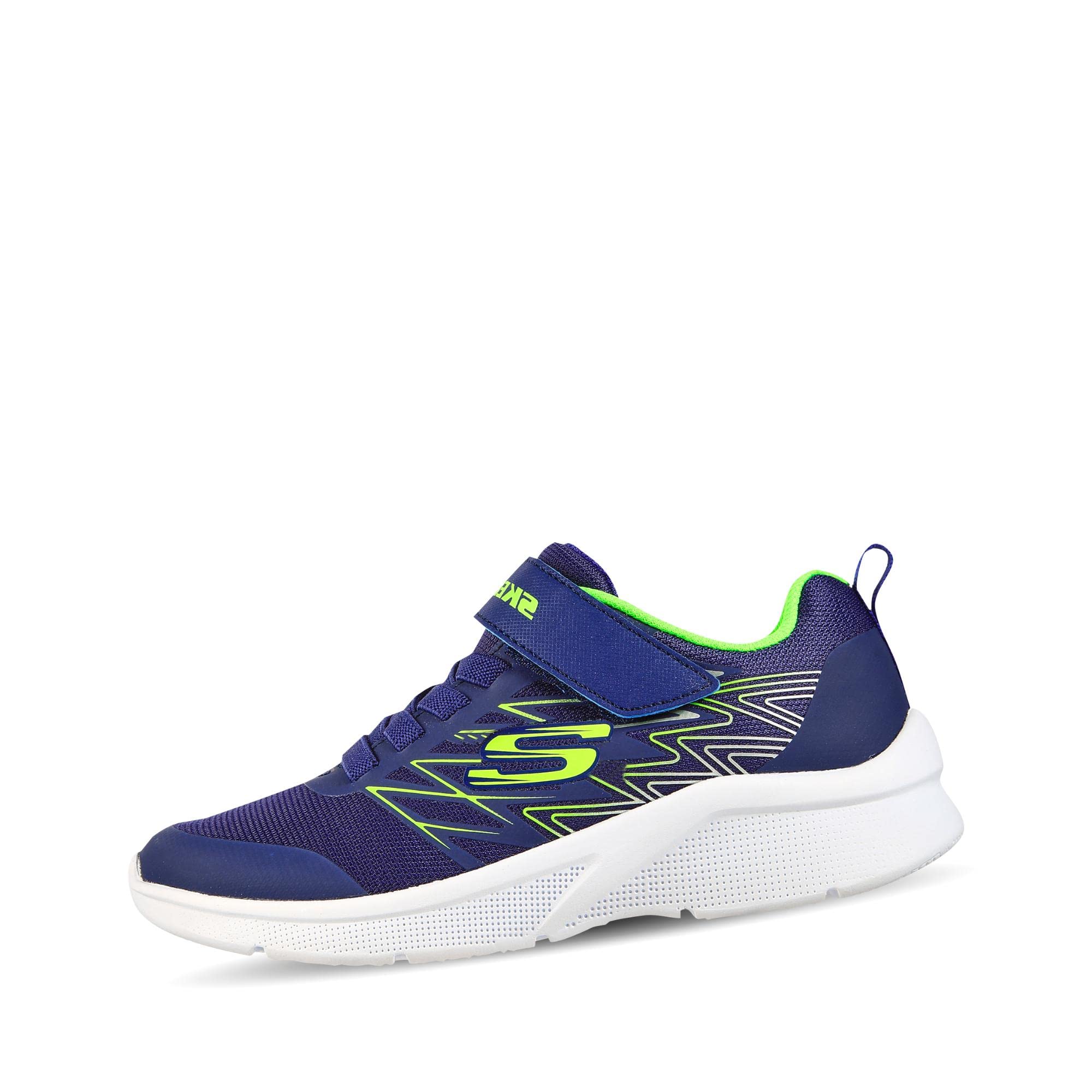 Skechers Garçon Microspec Texlor Sneaker, Navy, 32 EU