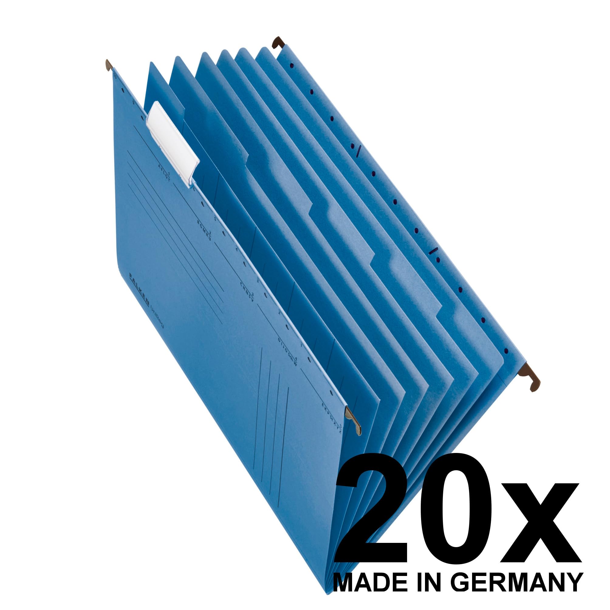 Original Falken 20er Pack Projektmappe und Personalmappe UniReg. Made in Germany. Aus Recycling-Karton für DIN A4 seitlich offen blau Blauer Engel Personalakte Personalhefter für die lose Blatt-Ablage