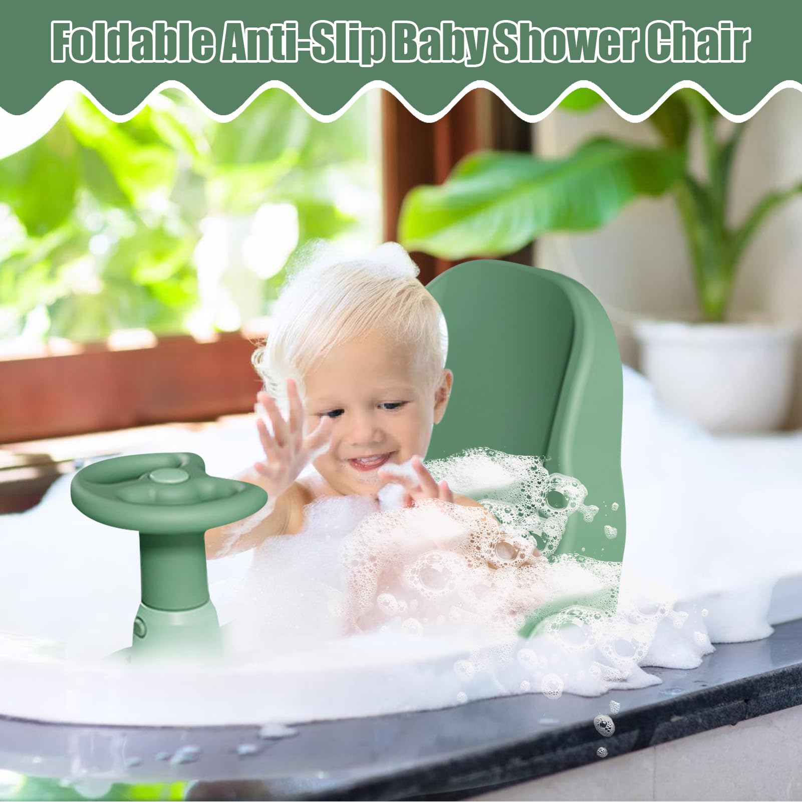 Asiento infantil para baño, asiento de baño plegable con ventosas