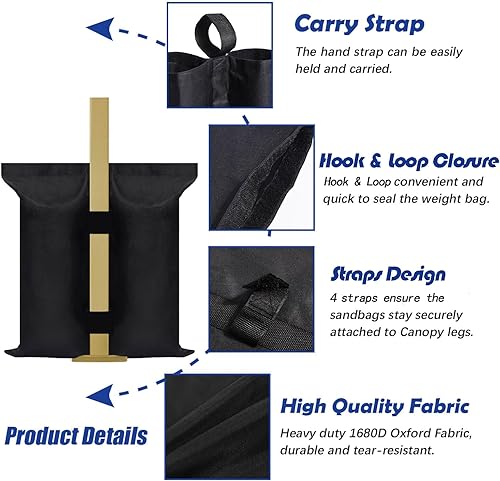 Miniatura 3 de Pesas para toldo, bolsas de arena de 112 libras, carpa de arena extra grandes, bolsas de arena para carpa desplegable Ez, toldos instantáneos al