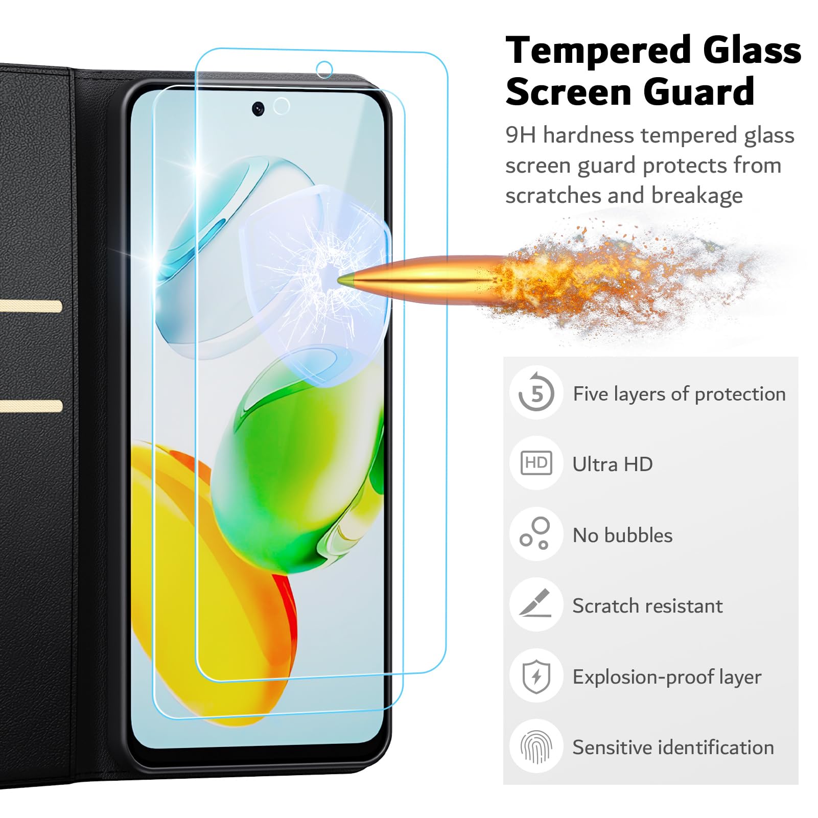 Custodia Flip Con Portafoglio E Vetro Temperato Per Honor 200 Smart - PU Pelle Marrone, Supporto Multiangolo E Slot Per Schede - 3