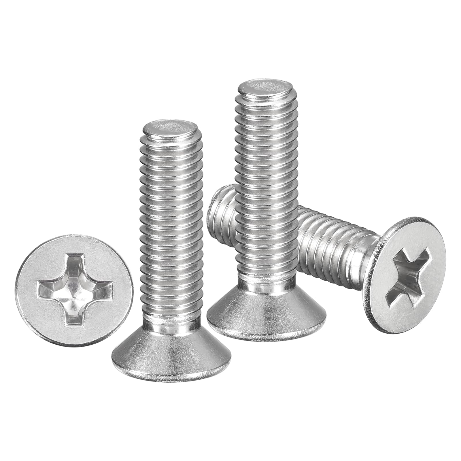 METALLIXITY Phillips Flat Head Machine Screws Bolts (M5-0.8x20) 40Pcs, Stainless Steel 304 Countersunk Cross Screws - for Household Indoor Maintenance Installment DIY, Silver