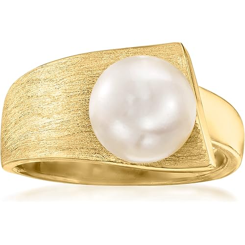 Ross-Simons 8-8.5mm Cultured Pearl Ring in 18kt Gold Over Sterling