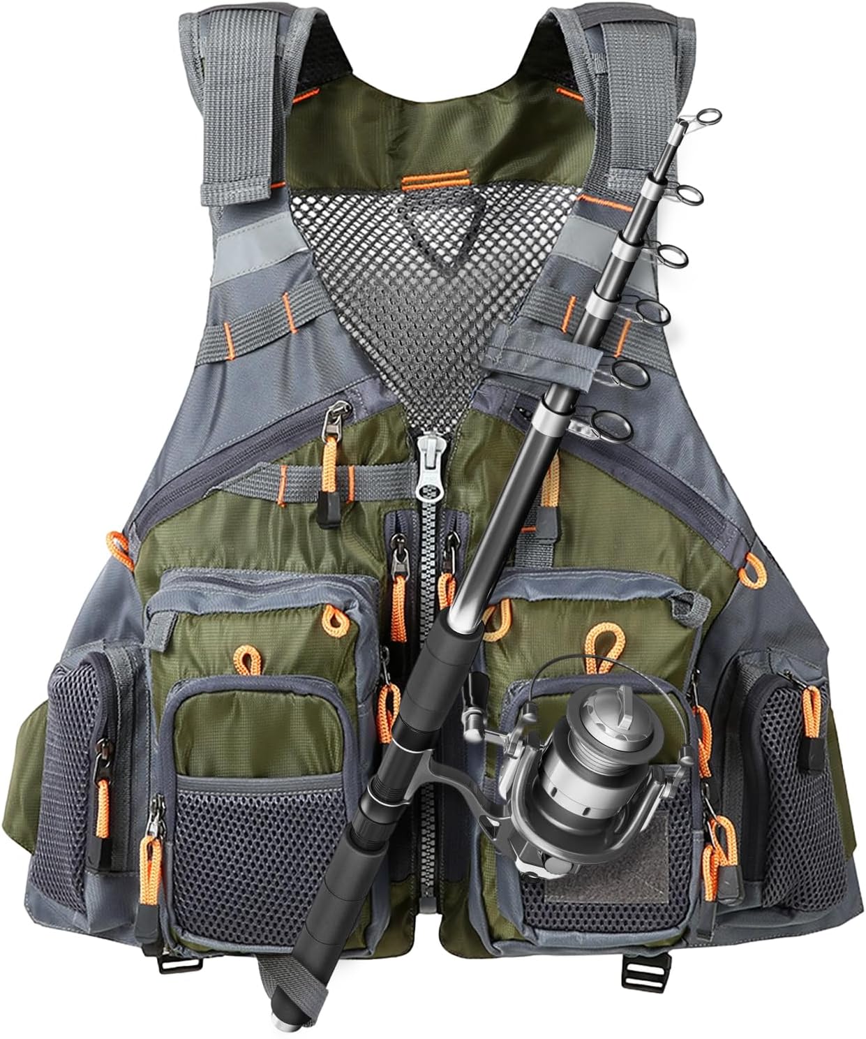 TOMSHOO Fly Fishing Vest for Men Women Adjustable Strap with Mesh Shoulder Pad Multi Pockets for Outdoors Stream Fishing