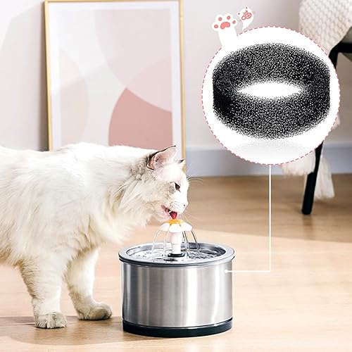 Miniatura 2 de Tuanse 8 filtros de fuente de agua para mascotas para gatos, filtro redondo de espuma de repuesto para bebidas de mascotas y gatos, filtro de