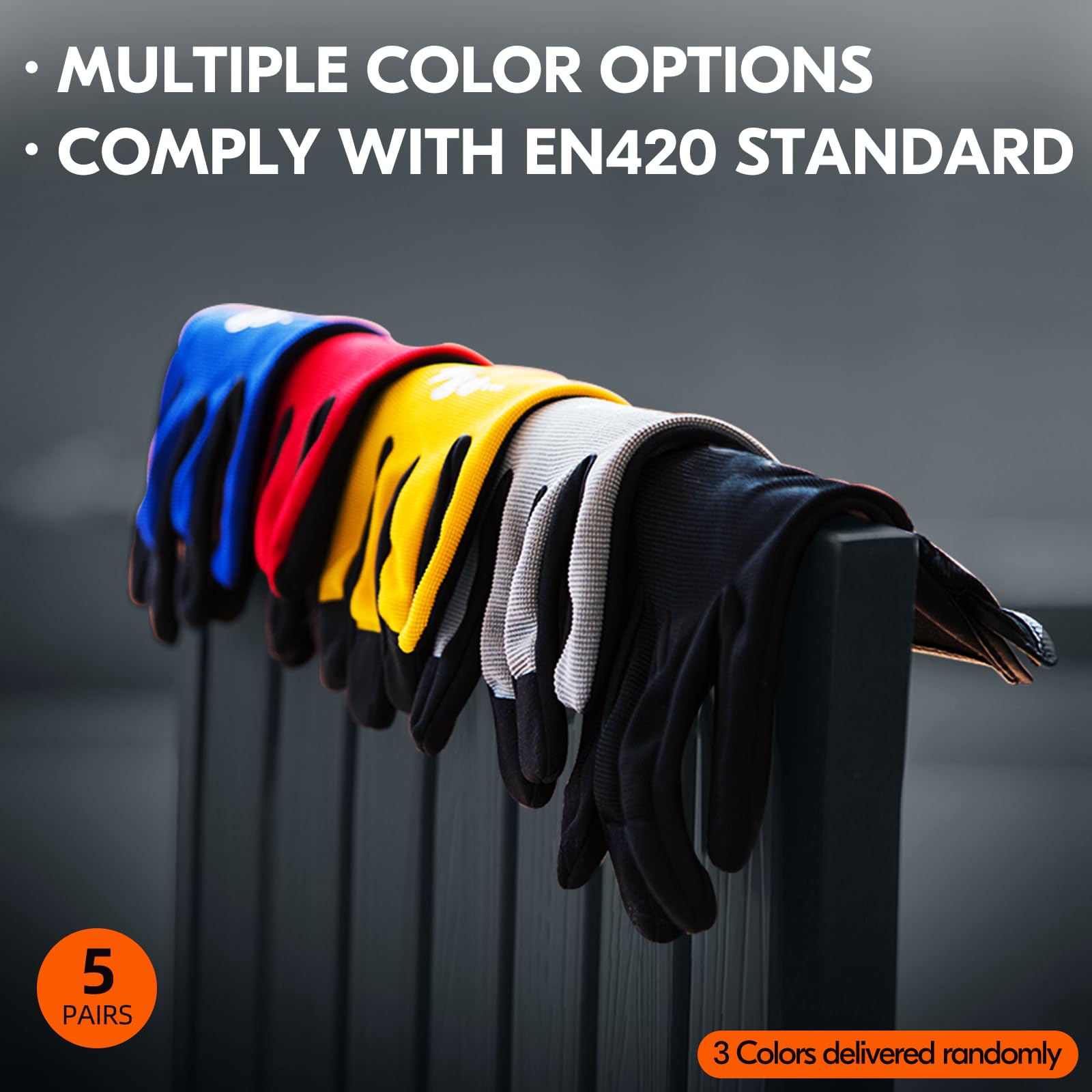 Vgo 5-Pairs High Dexterous Work Gloves For Men Women Breathable Light Duty Excellent Grip Value Pack L 5 — view 3