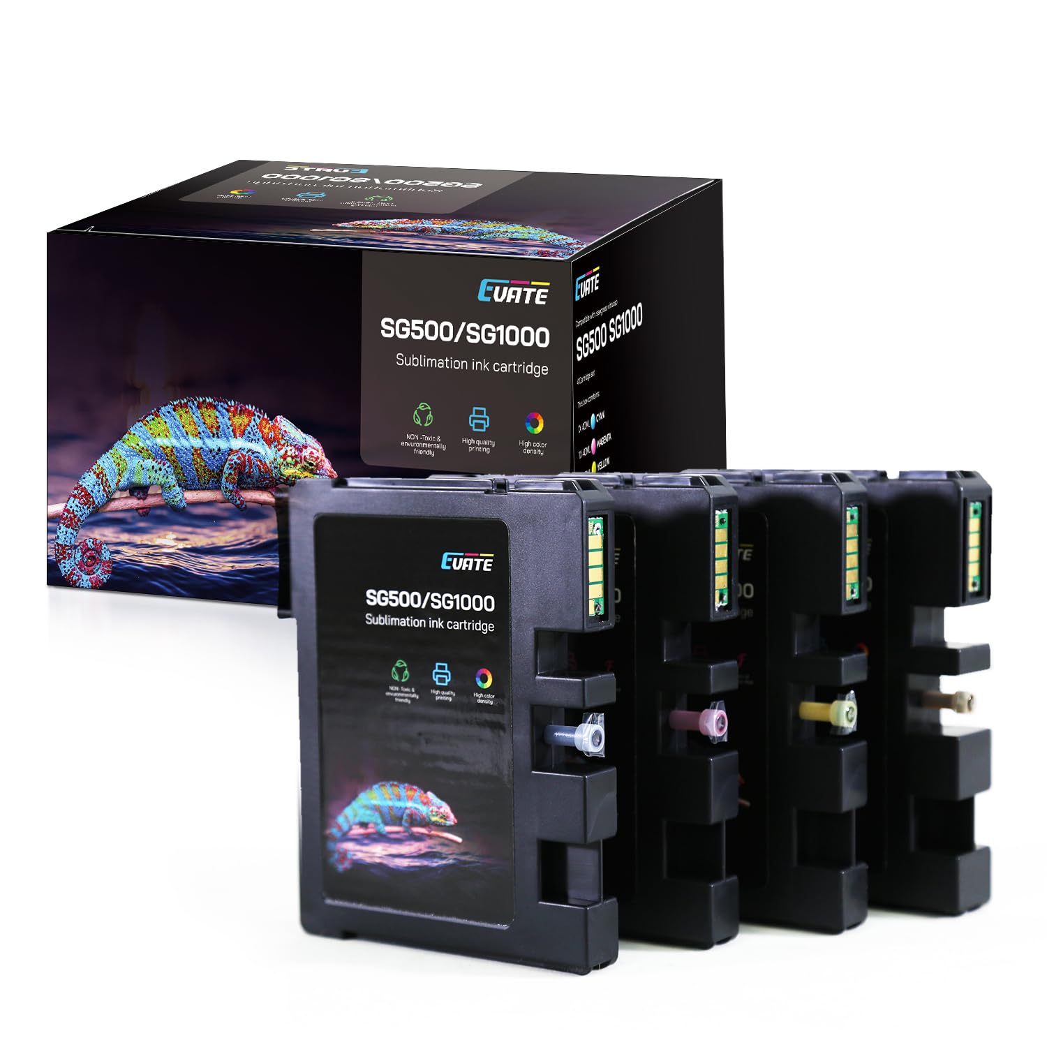 Evate Sublimation Ink Cartridges For Sawgrass SG500 & SG1000 Printers - High Yield 60ml Black Ink (2 Pack)