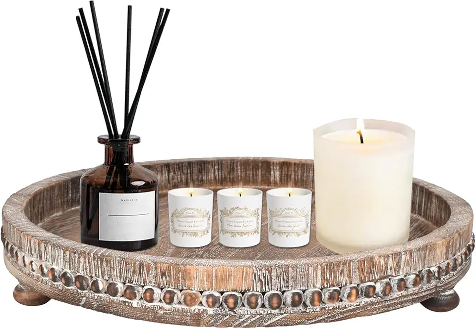 Rund serveringsbricka i trä