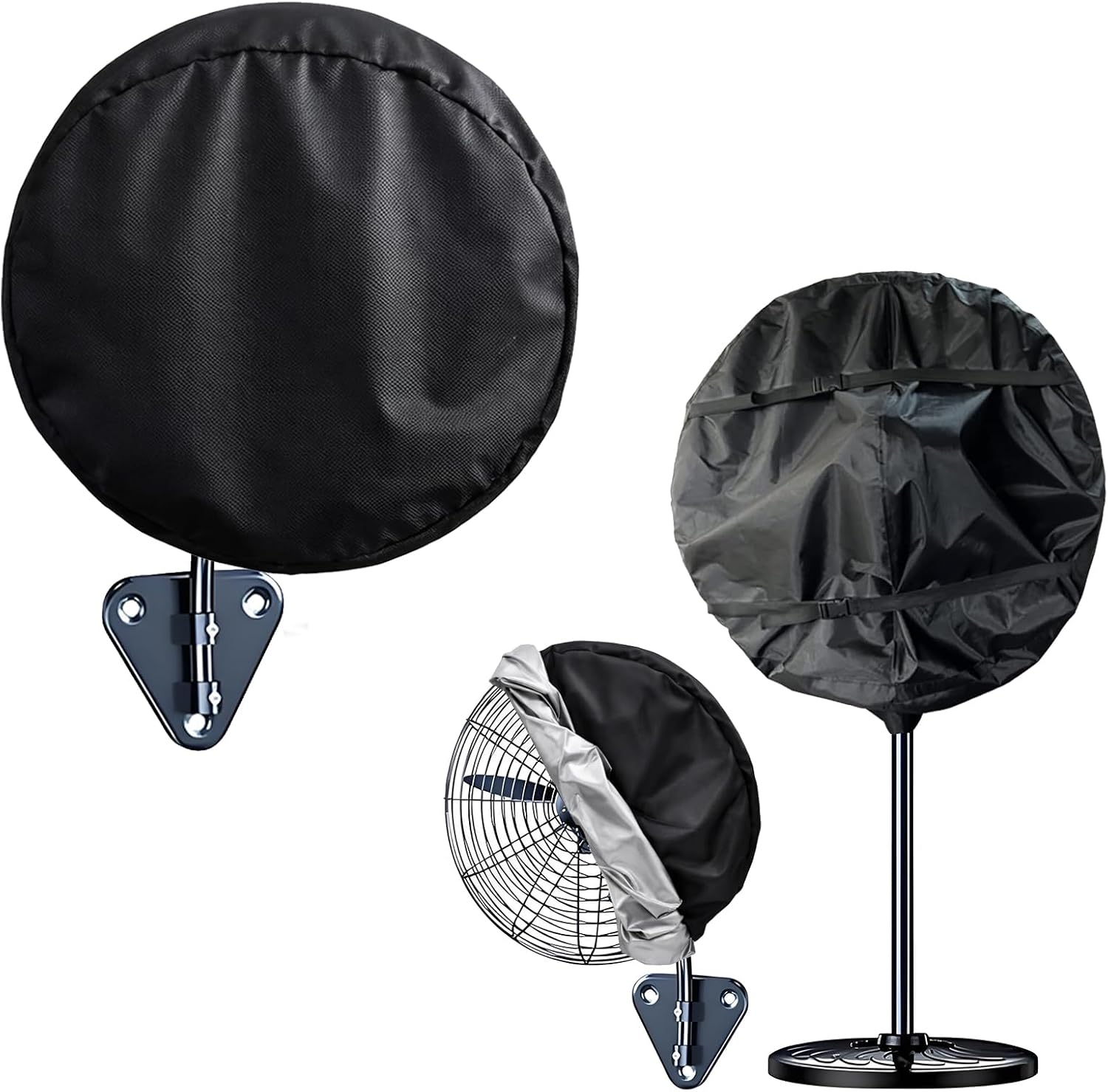 Wall Mount Fan Cover, 16 Inch Industrial Fan Cover, 600D Waterproof & Dustproof for Wall Mount, Pedestal Fans Protection with Zipper and Securing Strap