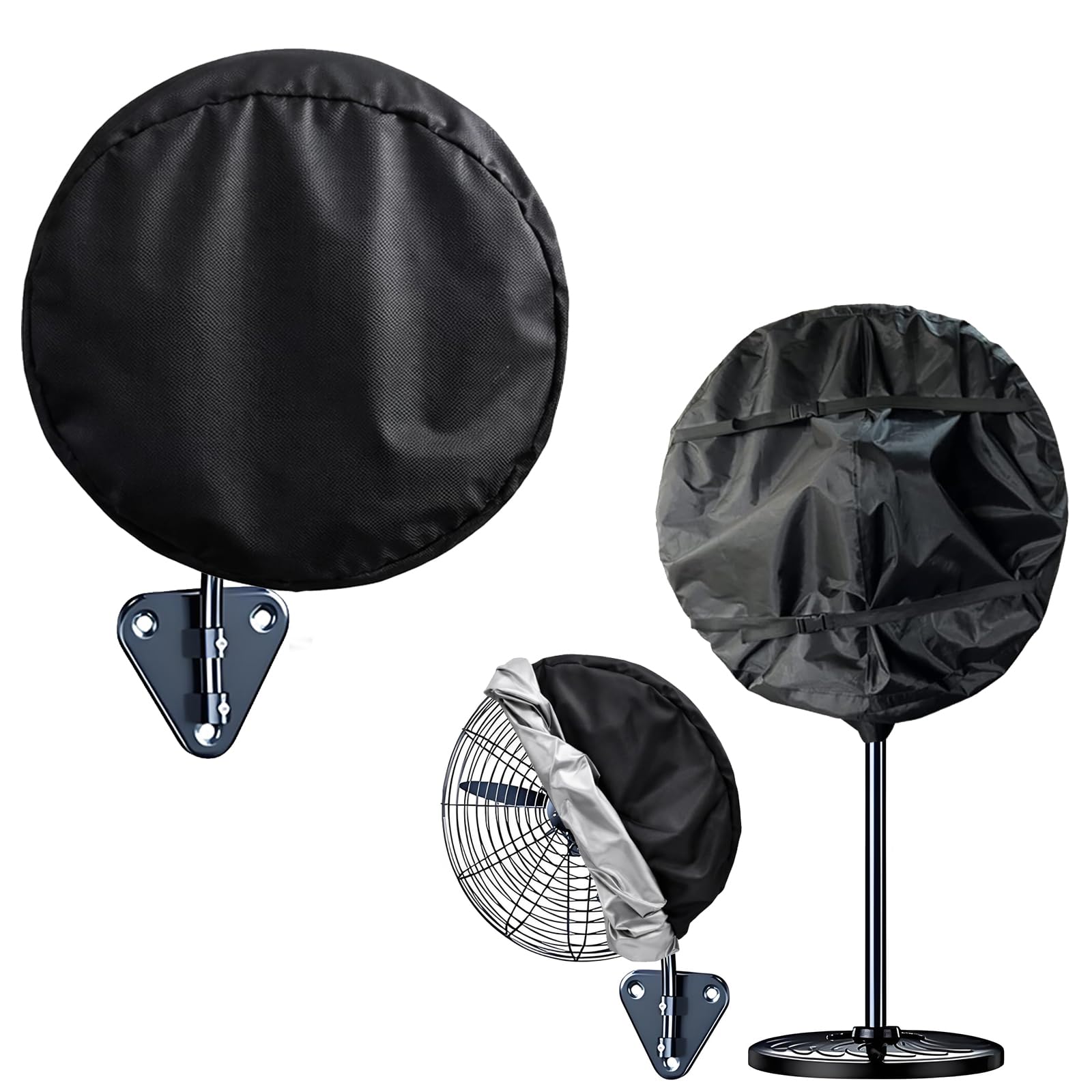 Wall Mount Fan Cover, 16 Inch Industrial Fan Cover, 600D Waterproof &amp; Dustproof for Wall Mount, Pedestal Fans Protection with Zipper and Securing Strap