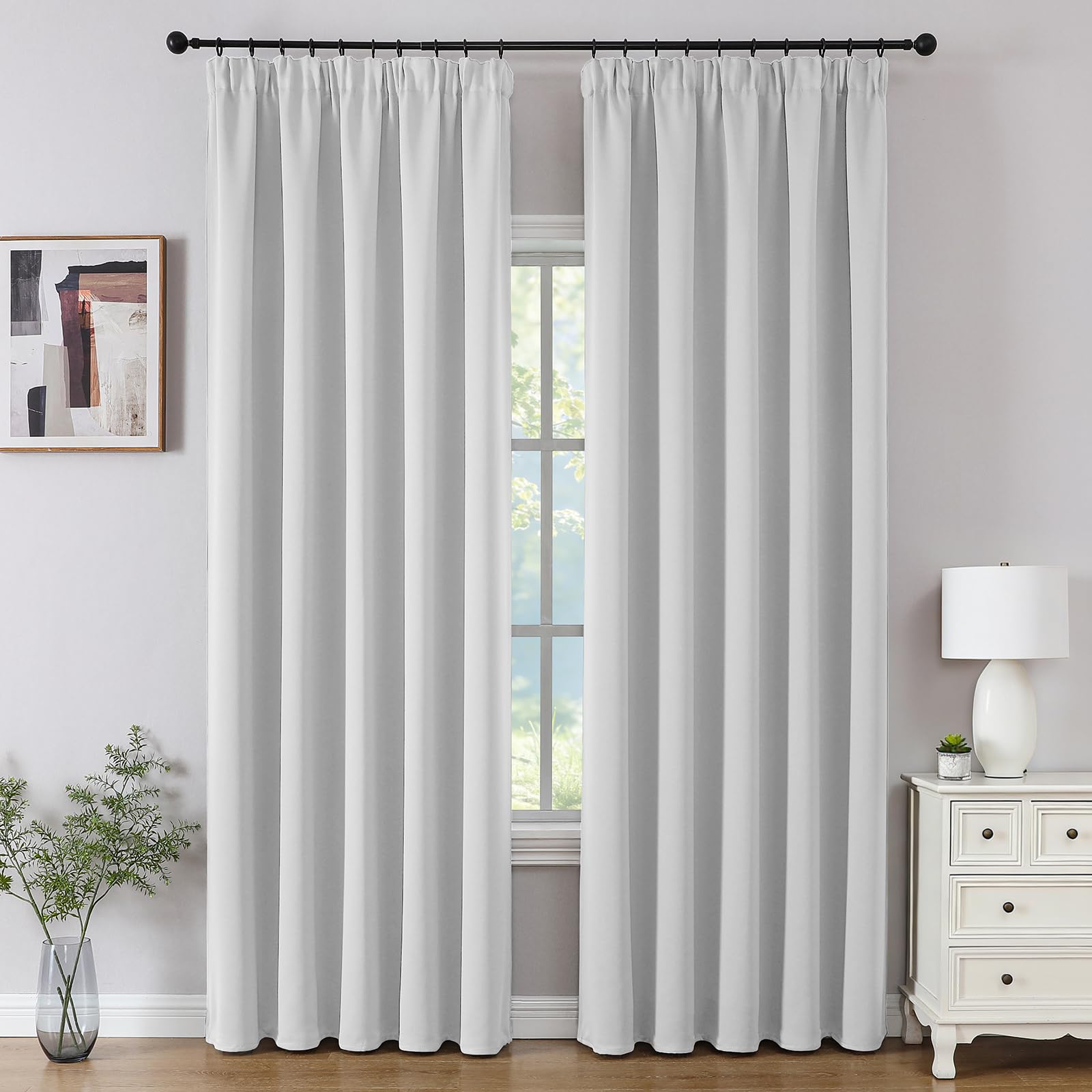 CUCRAF Vorhänge Blickdicht mit Kräuselband 2 Stück H245 x B140 cm Thermovorhang Schallschutz Verdunklungsvorhänge Kälteschutz für Wohnzimmer Kinderzimmer Schlafzimmer Vorhang