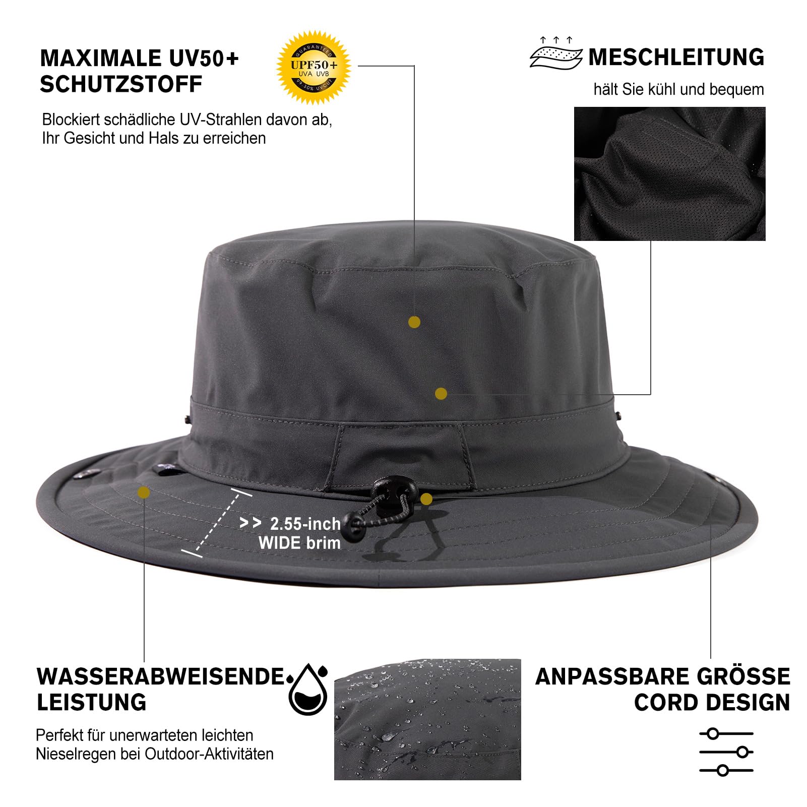 TOP-EX XL/XXL Unisex kapelusz przeciwsłoneczny Bucket Hut wodoszczelny, ochrona przed słońcem, składana