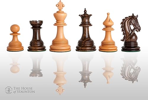 The House of Staunton - El juego de ajedrez de lujo Preston - Solo piezas - Rey de 4.4" - Madera negra de Tasmania