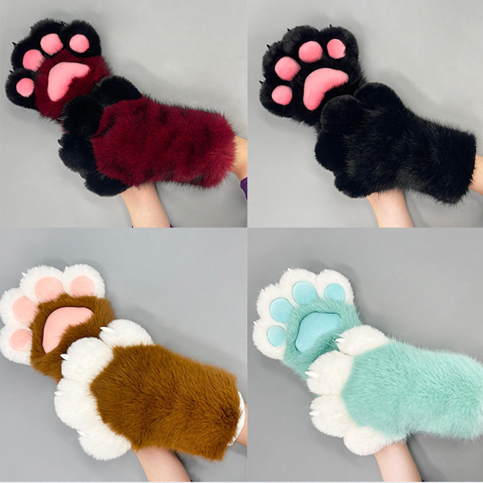 Gants en fourrure de pattes de chats, gants de Costume de Cosplay pour femmes et filles, confort, peluche douce, vêtements à main, Anime, pattes de chats chauds