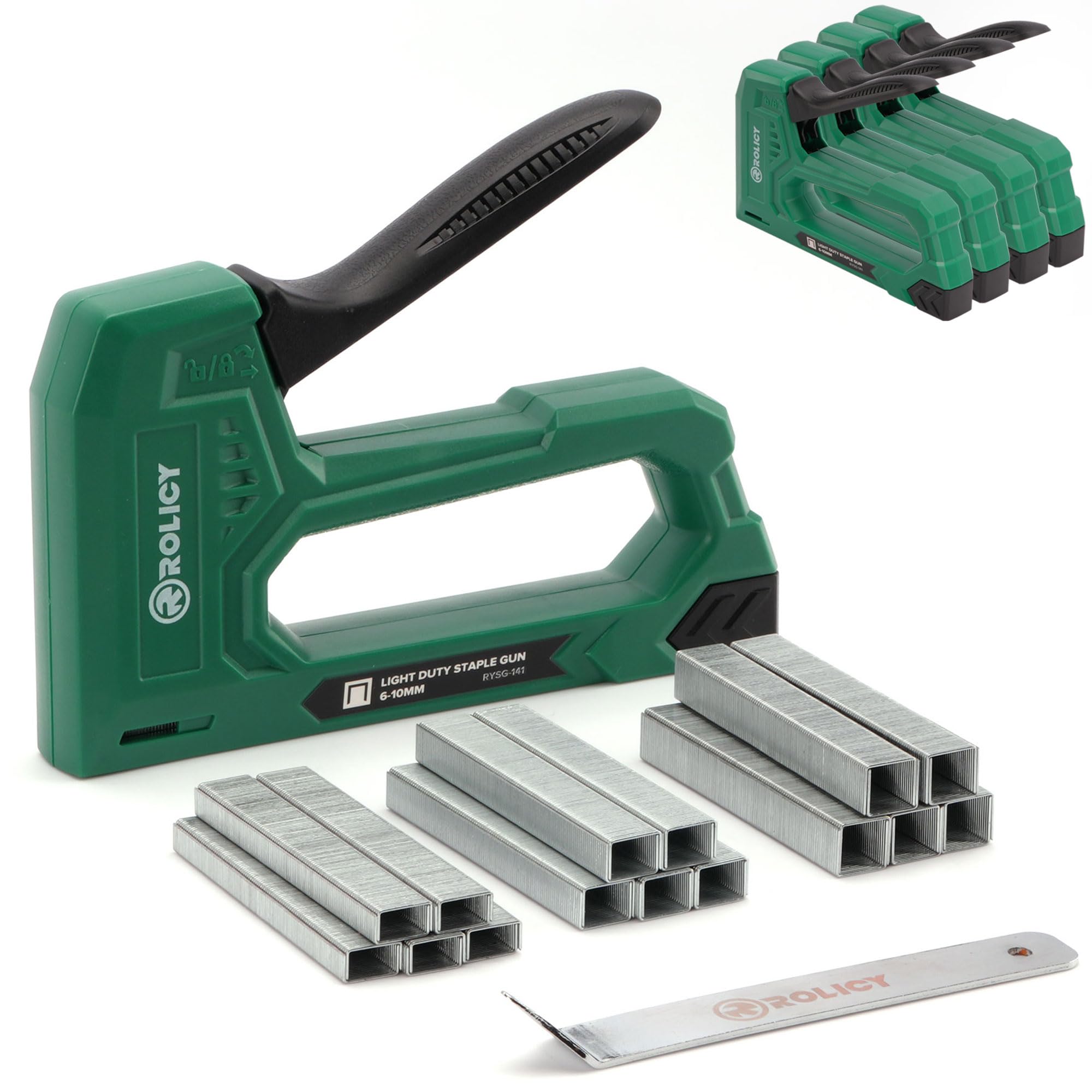 ROLICY Light Duty Staple Gun for Wood, Upholstery Staple Gun with 3000pcs JT21 Staples 1/4, 5/16, 3/8 inch and Staple Remover for Crafts, Material