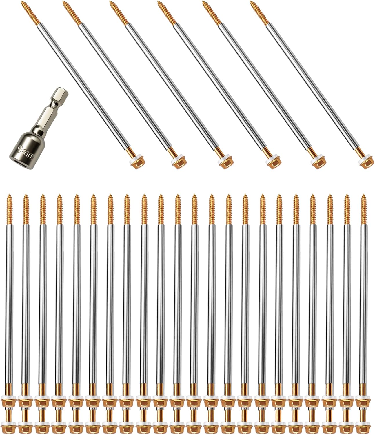 50Pcs 7'' Stainless Steel Gutter Screws With Sleeve Compatible with 5-Inch Roof Gutter Repair.Roof Gutter Nails Repair Kit
