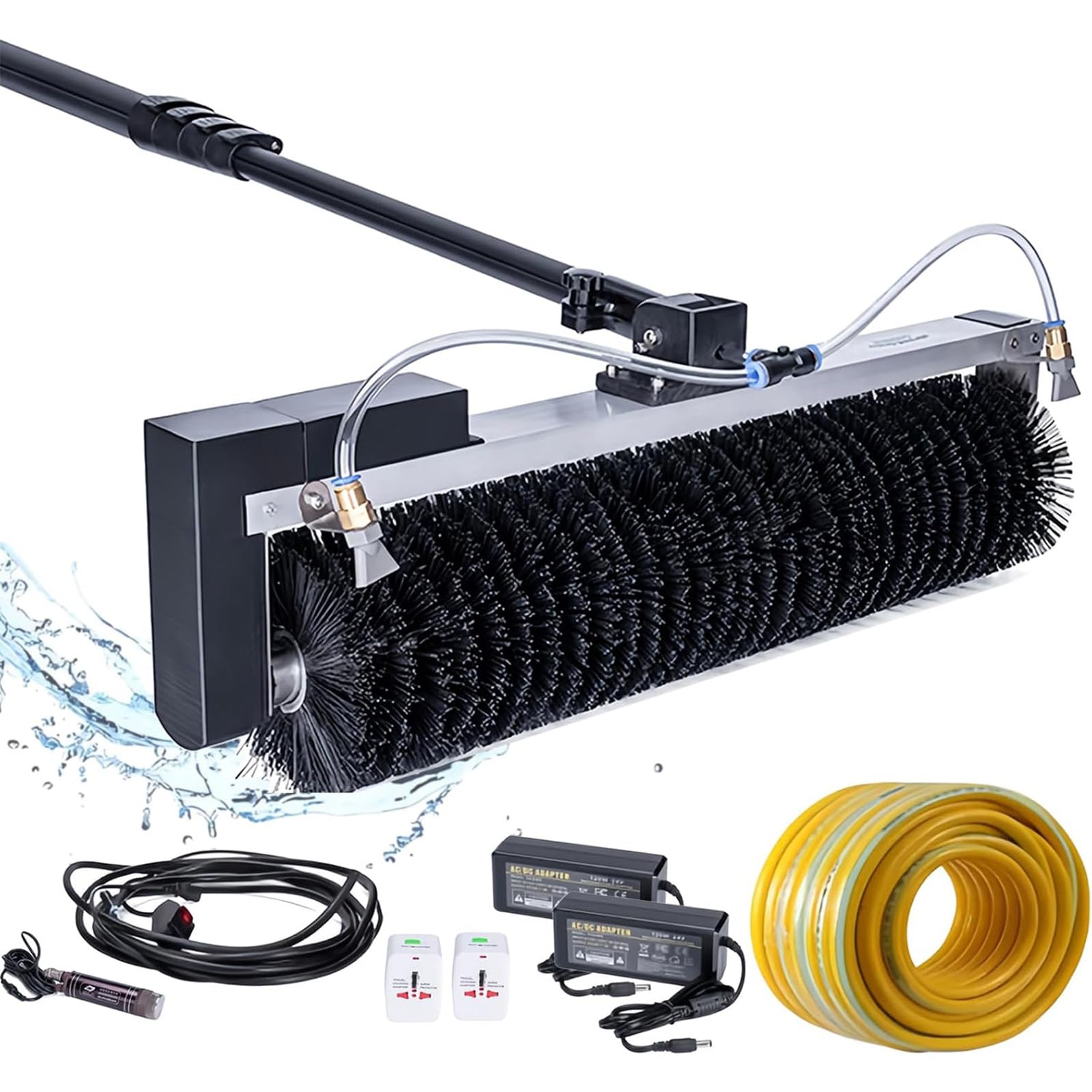 ASerZenith Telescopic Solar Panel Cleaning Kit, 25Ft Roller Brush With Water Supply, High-Rise Window Cleaning Tool For Efficient Photovoltaic Panel Maintenance,Size-3.5M/11.4Ft