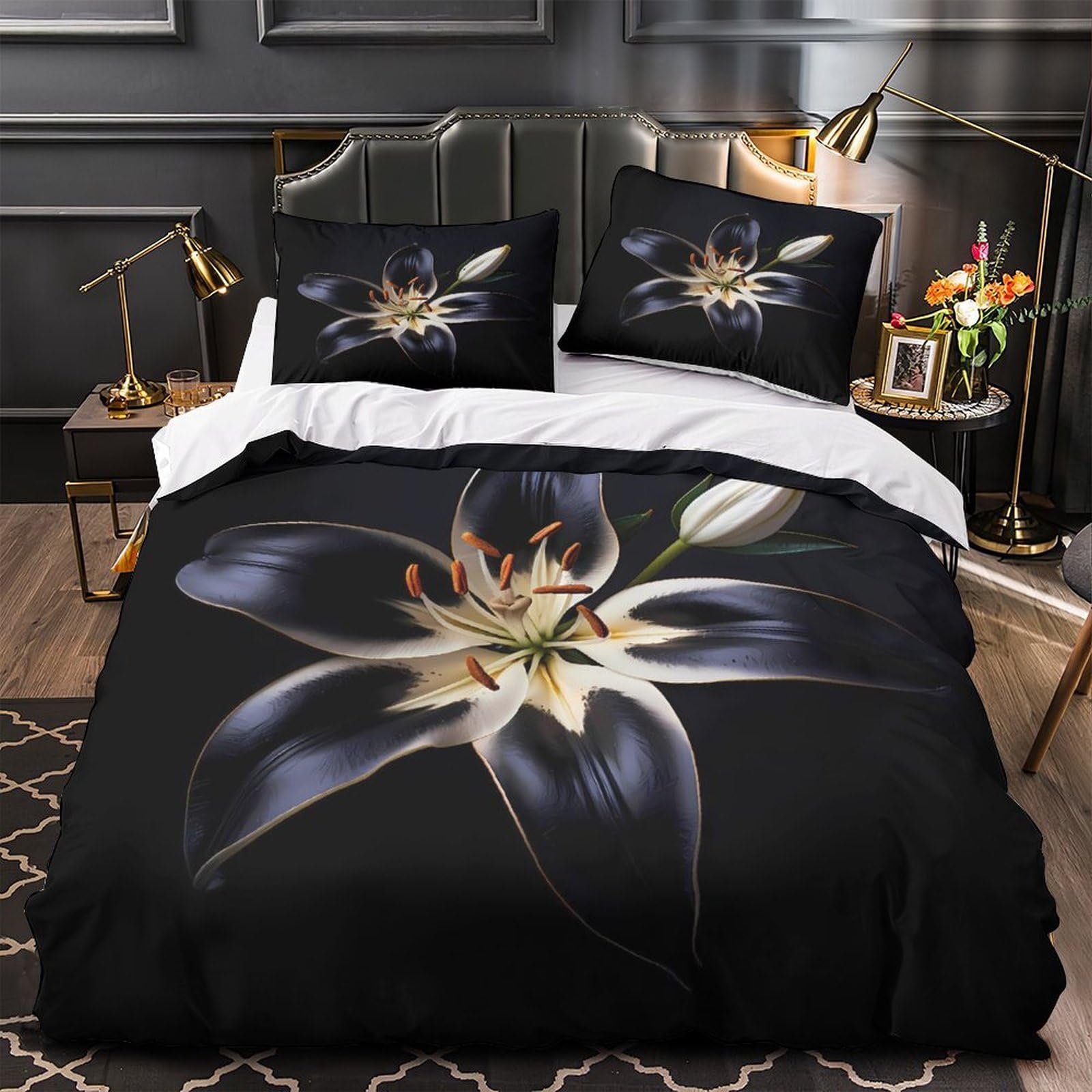 Art du chat noir parure de lit microfibre 3D housse de couette 220x240cm moderne et ultra douce