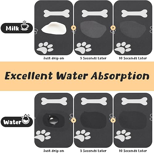 Miniatura 3 de Tapete de alimentación para mascotas, 12 x 20 pulgadas, tapete absorbente de comida para perros y cuenco de agua, almohadilla de secado rápido para