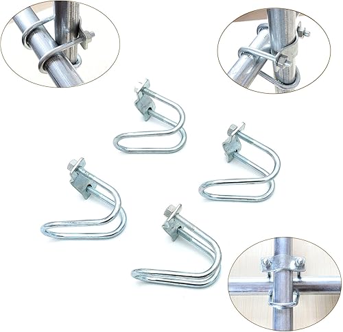 Miniatura 2 de 4 clips de tubo de acero galvanizado, hebilla de tubo cruzado, diámetro máximo del tubo de 1.3 pulgadas, tarjeta de 1.3 pulgadas, tubo de acero de