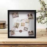 Vista 6 de Califortree 2 Packs 8x8 Shadow Box Frame with Soft Linen Back - Metal Push Pins Included, Memory Box Display Cases for Memorabilia Flower Awards