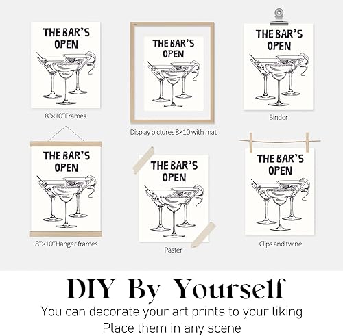 Miniatura 6 de Locomiss Pósteres de arte para pared de barra negra, impresión artística retro con alcohol Martini blanco y negro para el hogar, bar, carrito, sala
